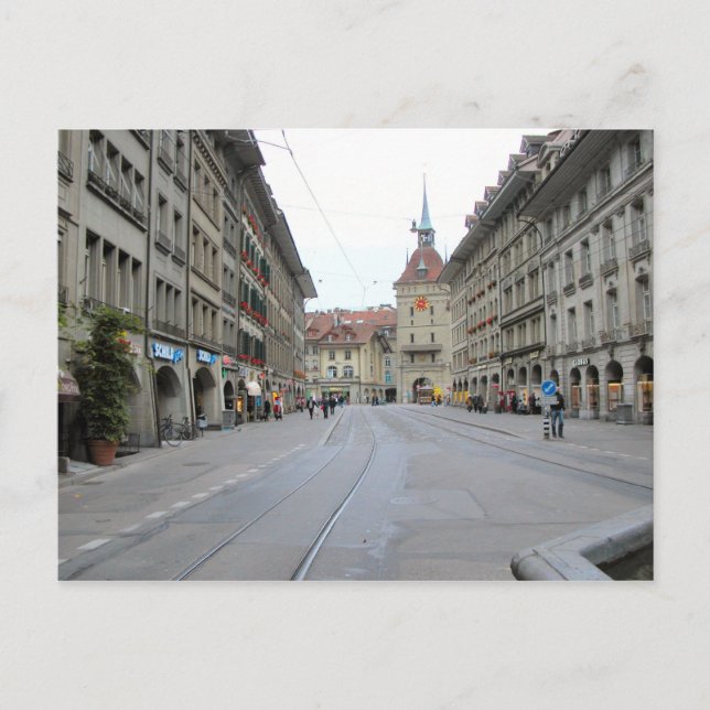 Berne old city - Arcaded street och clocktower Vykort (Framsida)