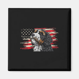 Bernedoodle American Flagga Hund älskare 4 juli Magnet