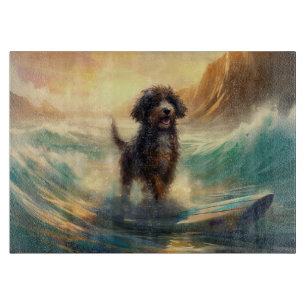 Bernedoodle Beach Surfing Painting