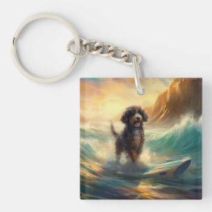 Bernedoodle Beach Surfing Painting