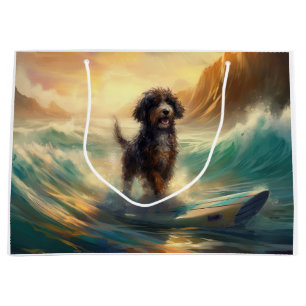Bernedoodle Beach Surfing Painting