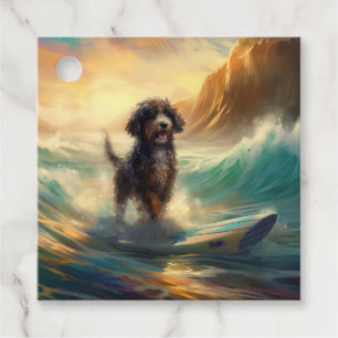 Bernedoodle Beach Surfing Painting Gåvor Etiketter