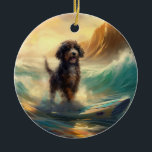 Bernedoodle Beach Surfing Painting Julgransprydnad Keramik<br><div class="desc">Lägg dig i den lekande världen i hund äventyr med den här fängslande målningen. En andlig hund tar sig till vågar och kör skickligt surfan på en strand som kysstes av sol. Den sjudande konsten fångar på ett vackert sätt kärnan i den upphetsning som finns vid sidan av när hund...</div>