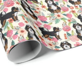 Bernedoodle Blommigt Hund Presentpapper