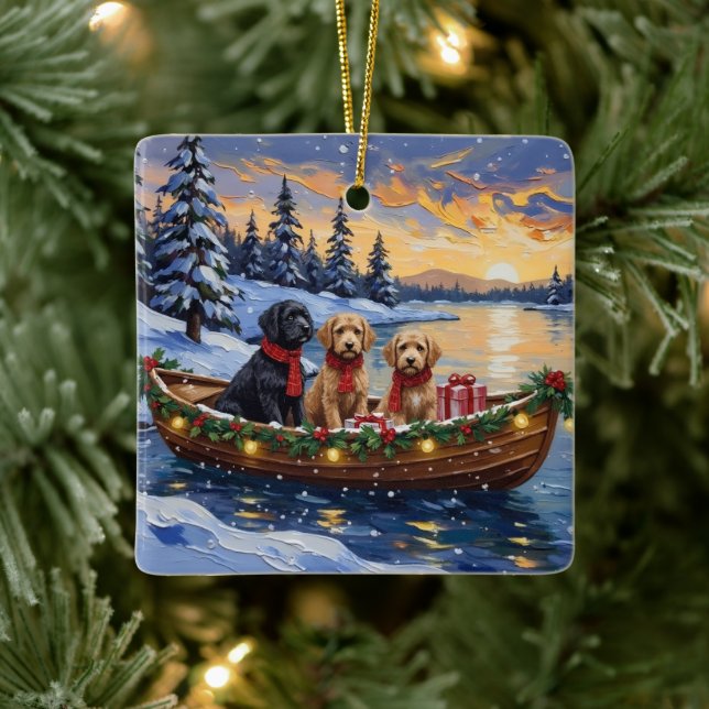 Bernedoodle Christmas Boat Holiday Julgransprydnad Keramik (Träd)