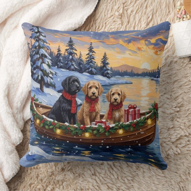 Bernedoodle Christmas Boat Holiday Kudde (Filt)