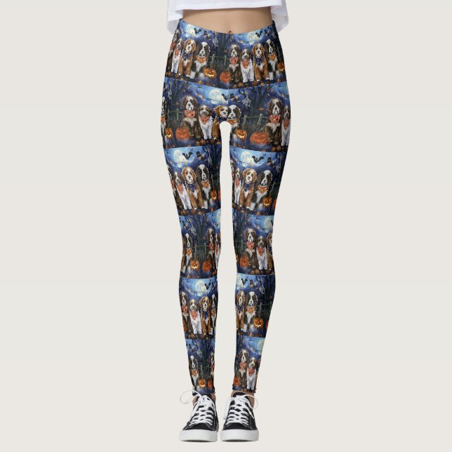 Bernedoodle Halloween Kuslig Leggings (Framsida)