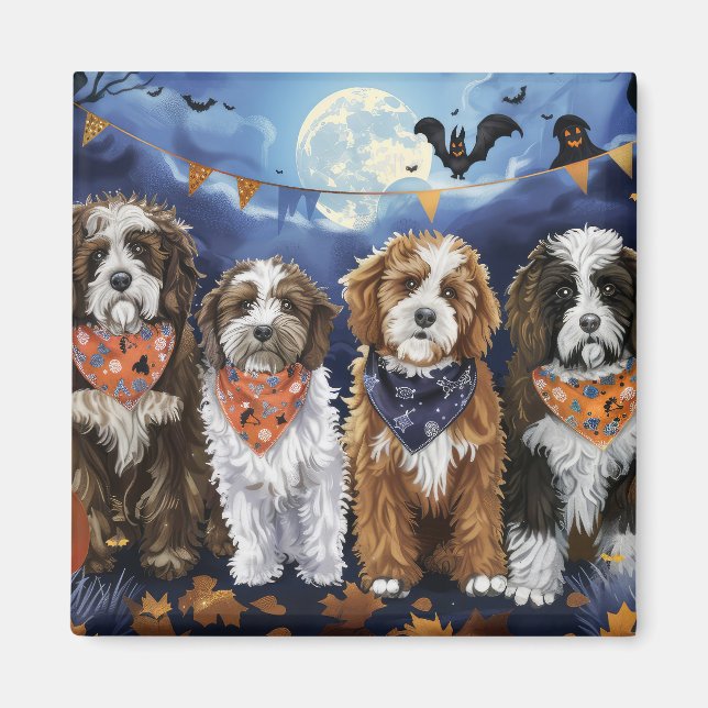 Bernedoodle Halloween Kuslig Magnet (Framsidan)