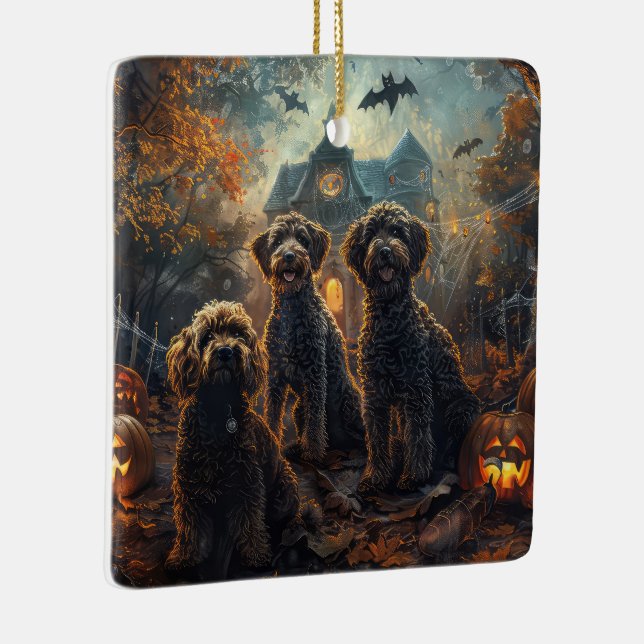 Bernedoodle Halloween Natt Hund Delight Julgransprydnad Keramik (Höger)