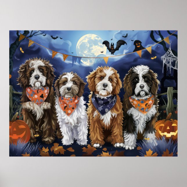Bernedoodle Halloween Spooky Poster (Framsidan)