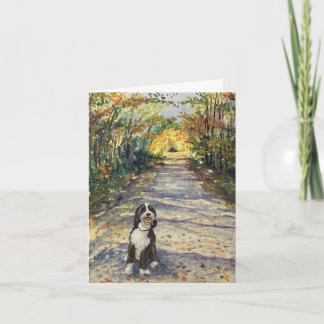 Bernedoodle Hand-Painting på Canvas Anteckningskort