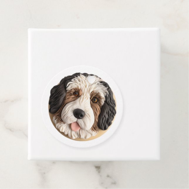 Bernedoodle Hund 3D Inspirerad Gåvor Etiketter (På plats)