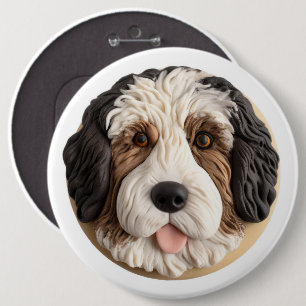 Bernedoodle Hund 3D Inspirerad Knapp