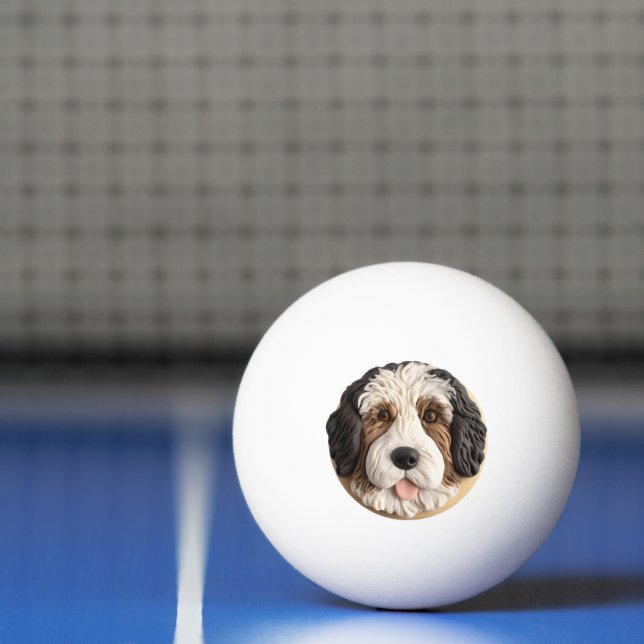 Bernedoodle Hund 3D Inspirerad Pingisboll (Netto)
