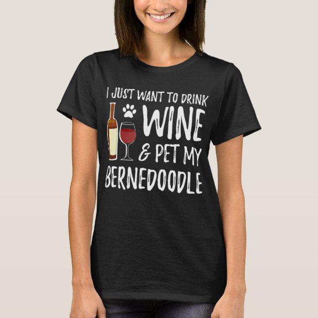 Bernedoodle Hund älskare Vin T-Shirt Rolig hund Ma (Framsida)
