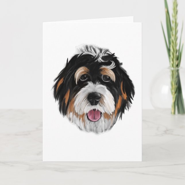 Bernedoodle Hund Ansikte Kort (Framsida)