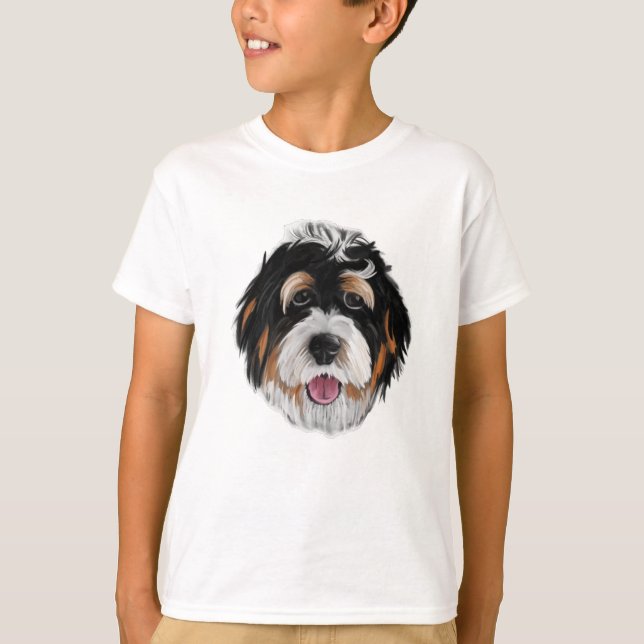 Bernedoodle Hund Ansikte T Shirt (Framsida)