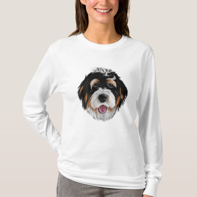 Bernedoodle Hund Ansikte T Shirt (Framsida)