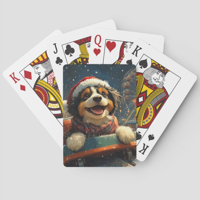 Bernedoodle Hund Berg-och-dalbana Jul  Casinokort (Baksidan)