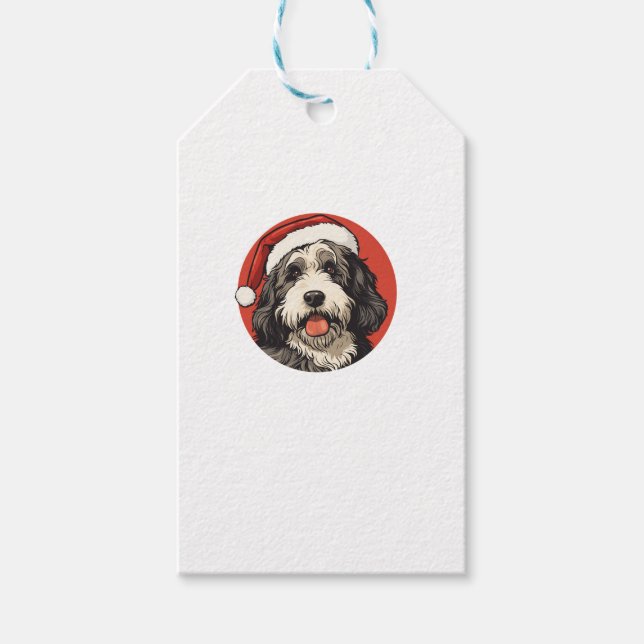 Bernedoodle Hund Doodle Dood Cute God jul! Presentetikett (Framsidan)