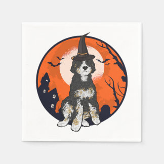 Bernedoodle Hund Halloween T-Shirt Pappersservett