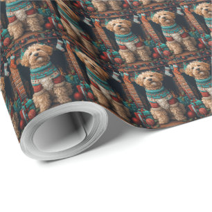 Bernedoodle Hund med Julpresenter Öppen Spis Presentpapper