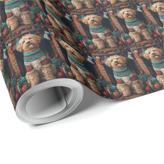 Bernedoodle Hund med Julpresenter Öppen Spis Presentpapper (Rulle Hörn)