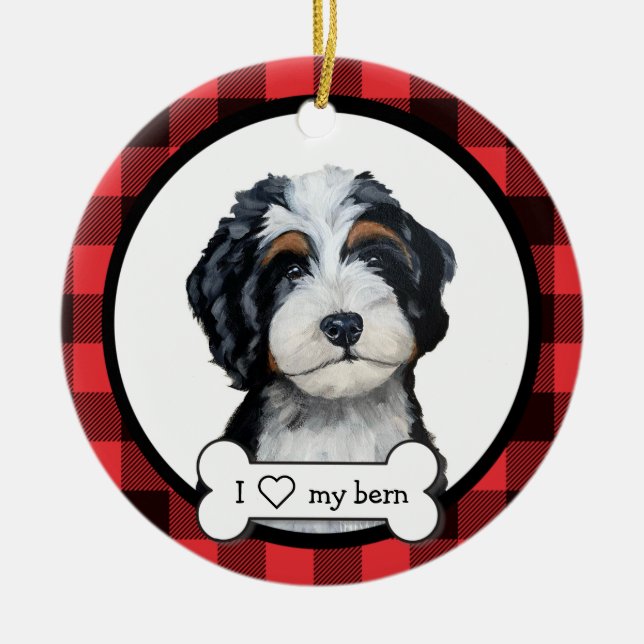 Bernedoodle Hund Ornament (Framsidan)