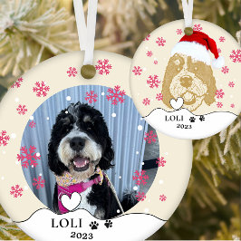 Bernedoodle Hund Personlig Hand Teckning Julgransprydnad Keramik