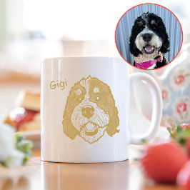 Bernedoodle Hund Personlig Hand Teckning Kaffemugg