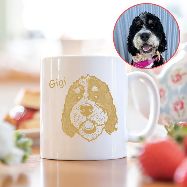 Bernedoodle Hund Personlig Hand Teckning Kaffemugg (Skapare uppladdad)