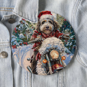Bernedoodle Hund Riding Motorcykel jul Knapp