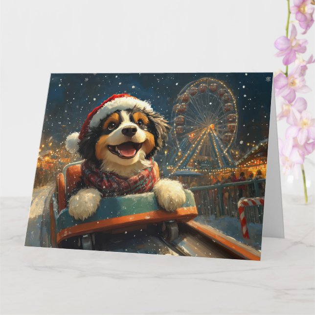 Bernedoodle Hund Roller Underlägg jul Kort (Orkide)