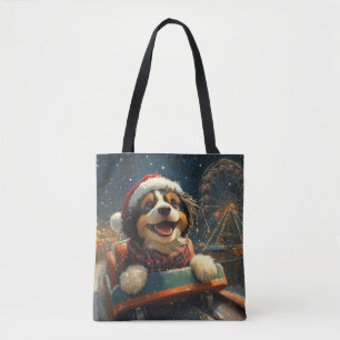 Bernedoodle Hund Rulltrappa Jul  Tygkasse