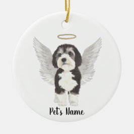 Bernedoodle Hund Sympathy Memorial Julgransprydnad Keramik