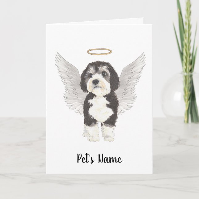 Bernedoodle Hund Sympathy Memorial Kort (Framsida)