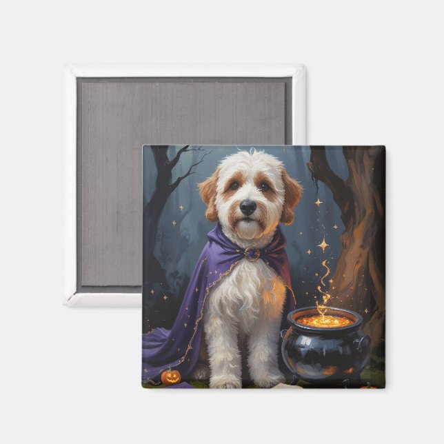 Bernedoodle Hund Whimsical Halloween-målning Magnet (Front/Back)