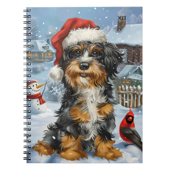 Bernedoodle Hund Winter Wonderland jul Anteckningsbok (Framsidan)