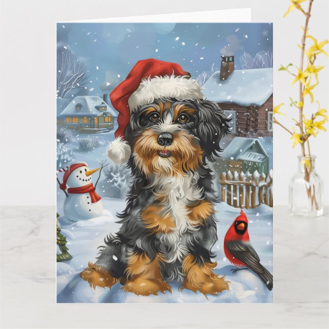 Bernedoodle Hund Winter Wonderland jul Kort (Gul blomma)