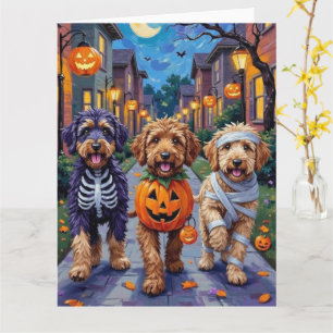 Bernedoodle Hundar eller Busar på Halloween Kort