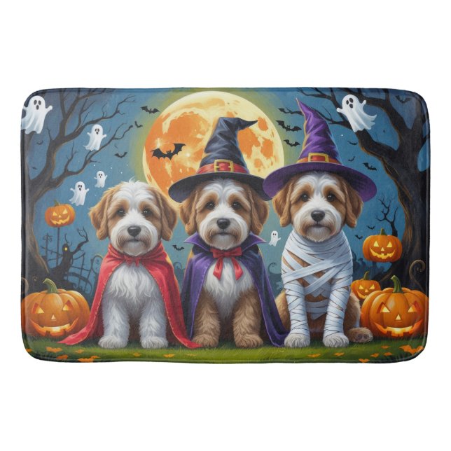 Bernedoodle Hundar Pumpkin Halloween Funny Badrumsmatta (Framsidan)