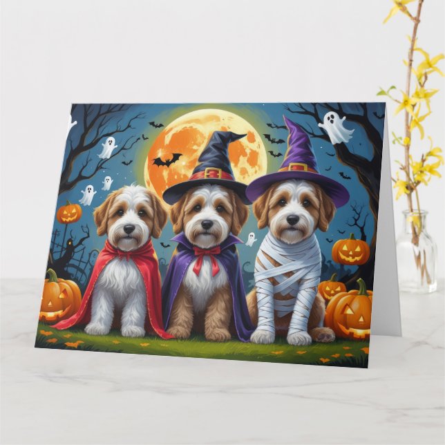 Bernedoodle Hundar Pumpkin Halloween Funny Kort (Gul blomma)
