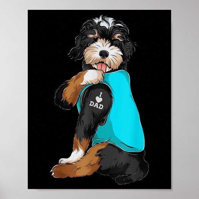 Bernedoodle I Kärlek Pappa Tattoapparel, Hund Gif Poster (Framsidan)