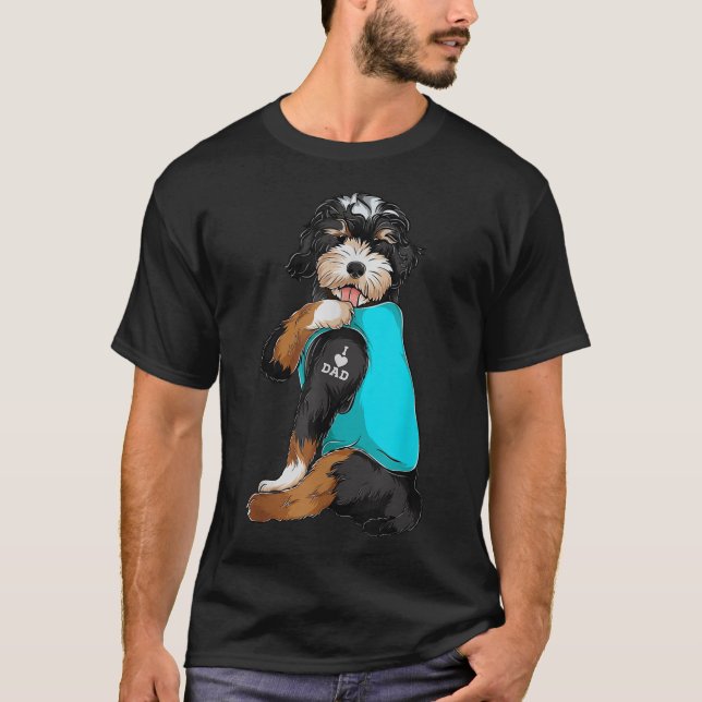 Bernedoodle I Kärlek Pappa Tattoapparel, Hund Gif T Shirt (Framsida)