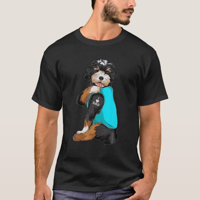 Bernedoodle I Kärlek Pappa Tattoapparel, Hund Gif T Shirt (Framsida)