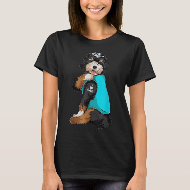 Bernedoodle I Kärlek Pappa Tattoapparel, Hund Gif T Shirt (Framsida)