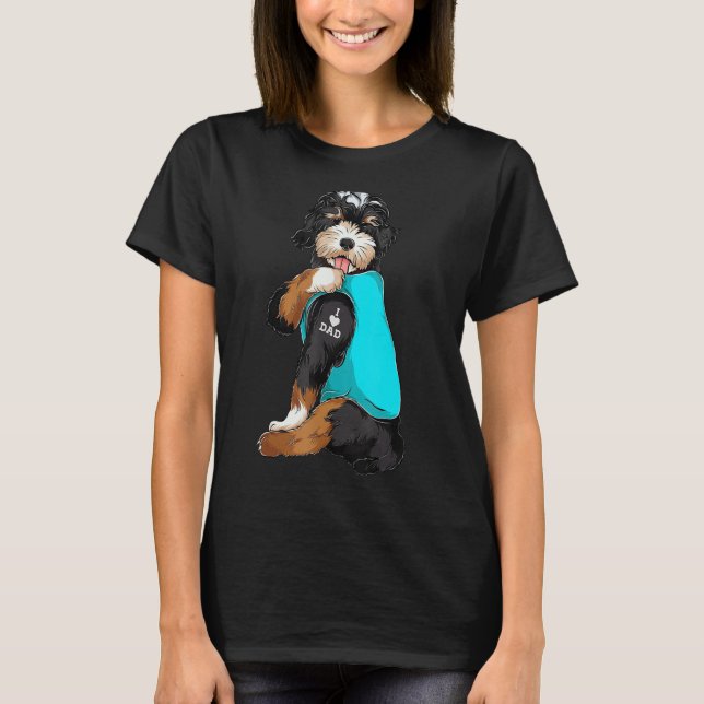 Bernedoodle I Kärlek Pappa Tattoapparel Hund Pappa T Shirt (Framsida)