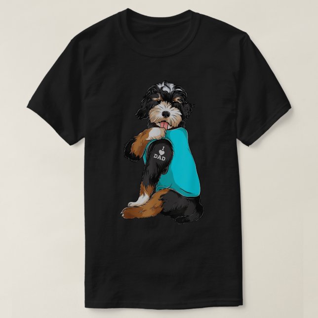 Bernedoodle I Love Dad Tattoo Apparel, Dog Dad Gif T Shirt (Design framsida)