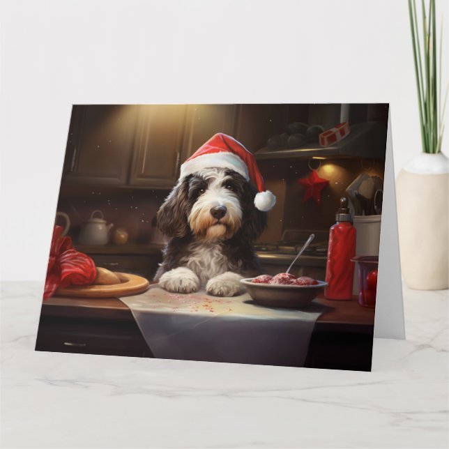 Bernedoodle jul Cookies Festive Helgdag Kort (Framsida)