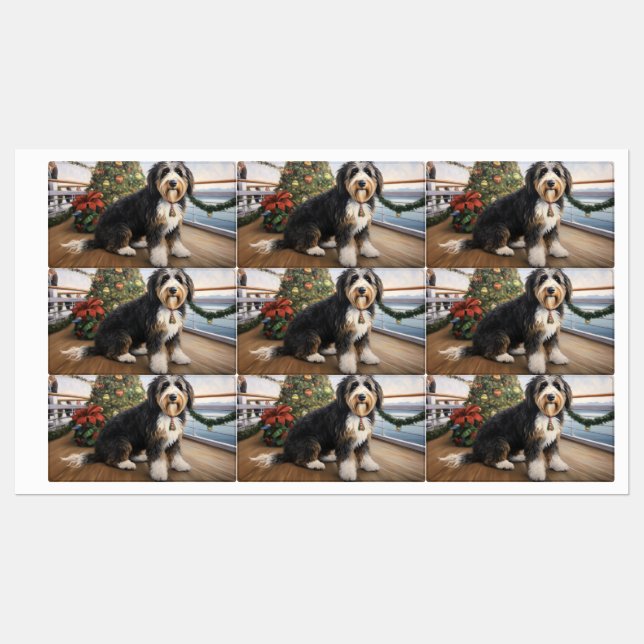 Bernedoodle-jul Cruise: Pawsome Helgdag Klistermärke (Ark)